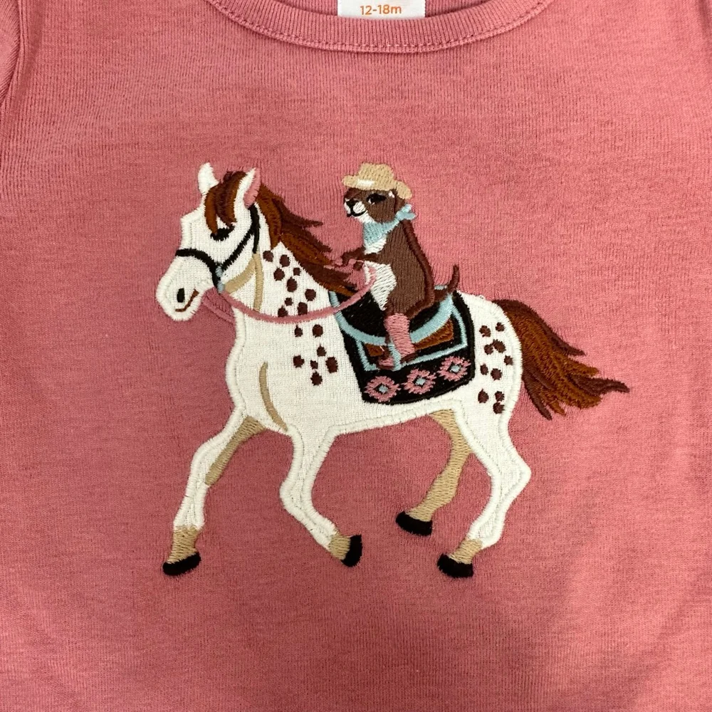 NWT Gymboree Girls Embroidered Horse Top Little Rocky Mountain Size 12-18 months